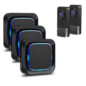 Wireless Doorbell Coolqiya Door Bell Chimes Kit Alarm With 3 Plugin Receivers