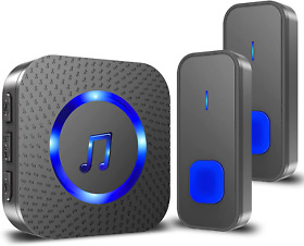 Wireless Doorbell Waterproof Door Bell Battery Operated With 3 Plug In Receiver