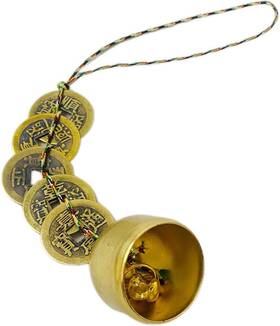 Wvk-5 Wvkzuc Five Emperor Copper Coins Pendant Bell Chinese Feng Shui For Wealth And