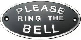 Wzhf 726084199477 Please Ring The Bell Aluminium Doorbell Sign With Screws Black And Silver 5.5x2
