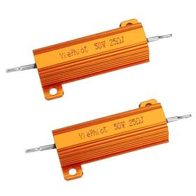 Yiephiot 714035676450 2pcs 50w 25 Ohm Resistor Aluminum Case Wirewound Chassis Mounted Com