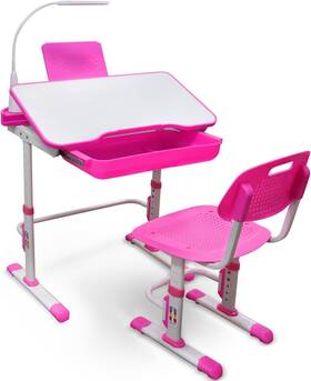 Yinleader 781828399322 Kids Desk And Chair Set Height Adjustable Spacious Large Pink