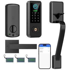 Yb5h-sn Yosimika Smart Keyless Entry Door Lock With Handle Bluetooth Front Deadbolt