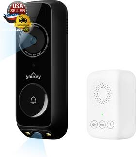 Db312 Youkey Wireless Doorbell Camera With Chime No Monthly Fee 2k Video Wi
