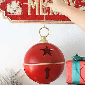 Zzxa0307d Z&z Ornamentorum 2pcs Large Christmas Bells For Decoration 8.3nch Rustic Vintage Red
