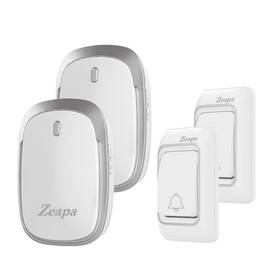 Hbt600-3 Zeapa Wireless Doorbell 2 Transmitter And Receiver Battery Plug-in Powered Eas
