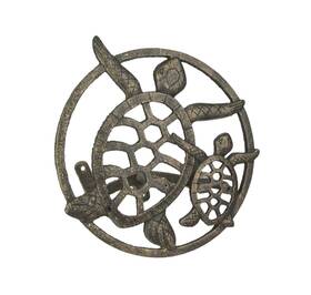 Dw71736 Zeckos Bronze Sea Turtle Cast Iron Hose Holder Decorative Wall-mounted Garden