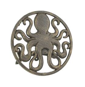 Dw71742 Zeckos Cast Iron 12 Inch Octopus Decorative Wall Mounted Hanging Garden Hose Hanger