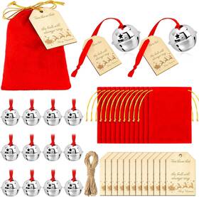 Lay-zeyune-1017 Zeyune 12 Sets Christmas Believe Bells Sleigh Gifts With Train Silver