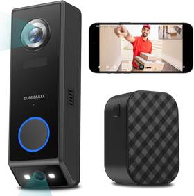 Zumimall 711181270525 Dual Lens Doorbell Camera With Chime 2k Hd Video Wireless Bat