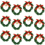 12 Pcs Mini Christmas Wreaths For Cabinets With Gold Bells Small Kitchen Xmas.... Fixed Price $19.19.