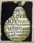 Carson Home Accents The Word Fruit Wall Art Pear Green Distressed Wood 9X12 Euc!. Fixed Price $22.99.