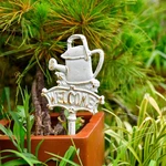 Sungmor Cast Iron Garden Stake Rustic Watering Can With Welcome Sign Decor. Fixed Price $19.79.