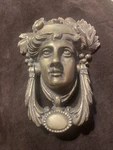 Vintage 1890S Heavy Solid Brass Patina Dionysus Greek Figure Door Knocker. Fixed Price $125.00.
