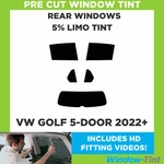 For Vw Golf 5-DOOR Hatchback 2022+ Pre Cut Window Tint Rear 5% Limo Black Film. Fixed Price $51.78.