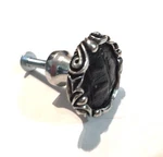 Vicenza Designs Liscio Knob Small Base Vintage Pewter Black Leather K1119P. Fixed Price $19.99.