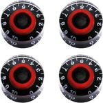 Mxuteuk 4PCS Black & Red Guitar Bass Top Hat Knobs For Volume Tone Control. Fixed Price $14.50.