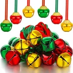 Gejoy 12 Pieces Christmas Bell Necklaces Large Jingle Gold, Red, Green. Fixed Price $14.81.