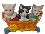 Vtg Three Little Kittens Basket Cast Iron Door Stop Hand Painted Mid Century. Fixed Price $45.59.