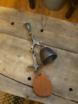 Vtg Richard Fisher Cast Bronze Hanging Wind Chime/door Bell Teak Wood. Fixed Price $185.00.