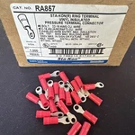 Lot Of 100 Thomas & Betts RA857 Ring Terminal, 22 16 Awg #6 600V Red. Fixed Price $34.90.