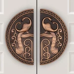 Heavy Duty Antique Copper Finish Round Shape Main Door Handle Set For Home 2 Pcs. Fixed Price $168.67.