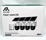 Soliom 4 Kit Wireless Solar Battery Powered Security Cameras Model: SH802. Fixed Price $200.00.