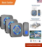 Deluxe Wireless Doorbell 300 Ft Coverage With Receivers, 55 Chimes, Waterproof. Fixed Price $58.99.