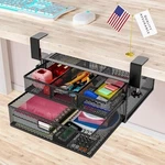 Srjzmly Under Desk Drawer Storage Organizer - No Drill, 2 Slide, Black, Medium. Fixed Price $19.12.