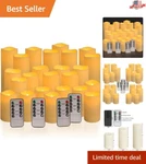 Elegant Waterproof Flameless Candle Set (24) - 3 Sizes & Remote Control Included. Fixed Price $47.99.