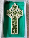 Irish Celtic Cross White Green Hand Crafted Liffey Artifacts New In Box. Fixed Price $14.99.