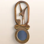 Vintage 70S Handmade Wooden Wall Mirror W/ Handcarved Bird Feeding Its Young. Fixed Price $75.00.