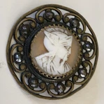 Antique Vtg Victorian Cameo Button Carved Shell Warrior Mythology Brass Detail. Fixed Price $69.90.