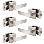 Knobonly 5 Pack Square Passage Door Levers Interior Satin Nickel Handles. Fixed Price $114.81.