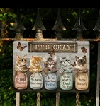 Cute Cat Metal Wall Sign 12X8 Its Okay Quote Rustic Home Decor Gift For Love. Fixed Price $14.99.