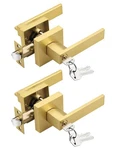 Tinewa 2 Pack Brushed Gold Entry Door Levers With Lock And Key, Satin Brass. Fixed Price $89.16.