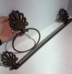Victorian Style Fleur Lis Cast Iron Bathroom Towel Bar Ring Rack Holders Pair. Fixed Price $65.00.