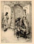 Antique Art Print Portrait Some Noise Was Heard At The Door Frank Merrill. Fixed Price $11.95.