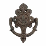 Cast Iron Fleur De Lis Door Knocker Scrolls Accent Rustic Victorian Style Brown. Fixed Price $17.95.