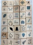 Peace Bell Joy Dove Snowflake Acorn Pine Star Heart Leaf 30+ Wooden Stamps Used. Fixed Price $9.95.