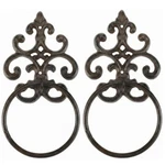 2 Pcs Dark Rust Vintage Cast Iron Solid Towel Ring Fleur Lis Design Antiqu.... Fixed Price $39.31.