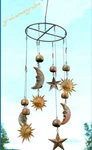 Sun Moon & Stars Celestial Hanging Mobile Chime Wind Catcher Patina Copper. Fixed Price $49.99.