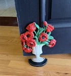 Victorian Antique Painted Cast Iron Poppy Vase & Bouquet Door Stop. Fixed Price $97.00.
