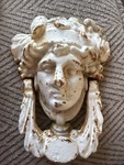 Vtg Painted Wrought Cast Iron Greek Goddess Door Knocker. Fixed Price $44.49.