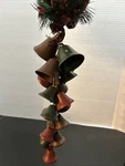 Rustic Look Hanging Bells For Door Knob Red And Green Tan Metal 14.5. Fixed Price $15.00.