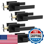 Tinewa 4 Pack Square Privacy Door Levers Locksets Matte Black Finish. Fixed Price $89.04.