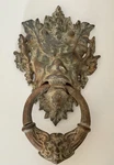 Antique Front Door Knocker Greenman Gargoyle, Approx 16 H 9.5 W. Fixed Price $248.00.