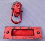 Original Rare Ornate Antique Georgian Iron Door Knocker & Letterbox. Fixed Price $161.20.