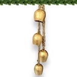 Christmas Gold Metal Bells With Jute Hanging Rope Set Of 4 Vintage Decorative.... Fixed Price $19.13.