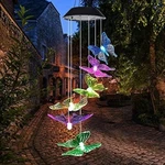Solar Led Wind Chimes Colour Changing Lights Butterfly Garden Outdoor. Fixed Price $10.99.